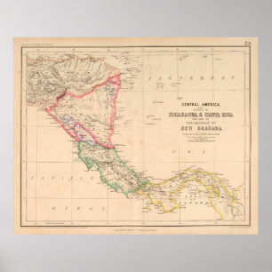 Alte Mittelamerika Karte (1857) Lateinische Länder Poster