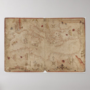 Alte Mittelmeer-Karte Poster