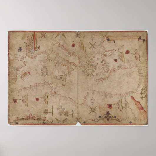 Alte Mittelmeer-Karte Poster (Vorne)