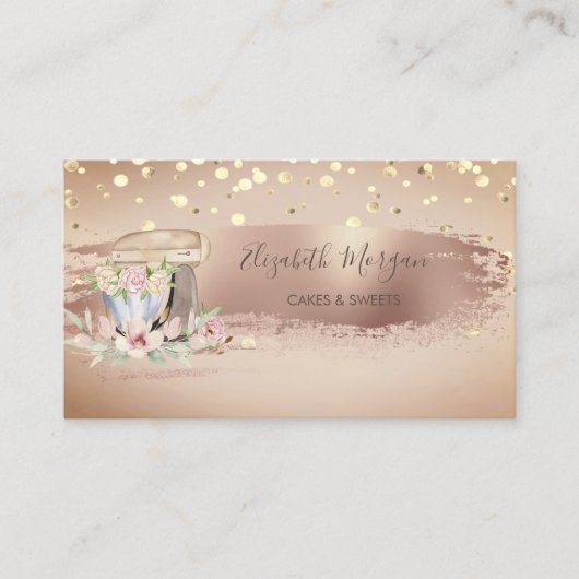 Alte Mixer-Blume, Goldschmiede, Pinselstriche Visitenkarte (Vorderseite)