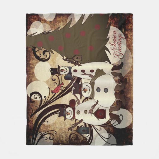 Alte Mode Abstrakt Snowmen | Saison Greetings Fleecedecke (Vorderseite)