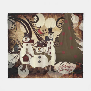 Alte Mode Abstrakt Snowmen Saison Greetings Fleecedecke