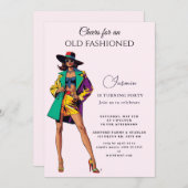 Alte Mode" Einladung zum Geburtstag (Vorne/Hinten)