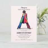 Alte Mode" Geburtstag Einladung (Stehend Vorderseite)