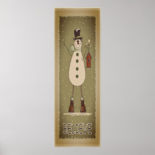 Alte Mode glaubt Snowman Poster