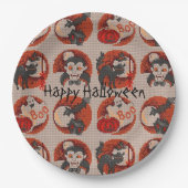 Alte Mode Halloween Imitate Kreuzstich Teller (Vorderseite)