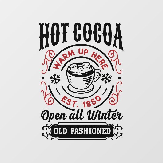 Alte Mode heißer Kakao Weihnachten Fensteraufkleber (Blatt)