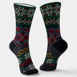 Alte Mode Retro-Stil Olivengrün und rot Vater Socken