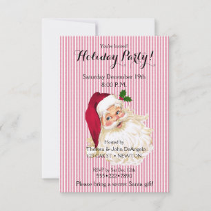 Alte Mode Santa Claus Cranberry Blumenstrauch Einladung