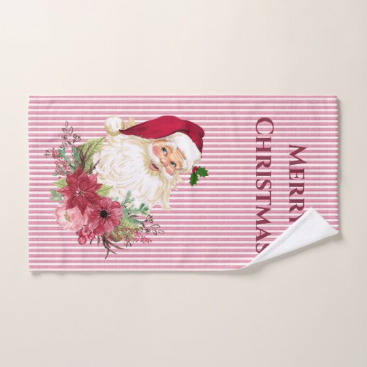 Alte Mode Santa Claus Cranberry Blumenstrauch Handtuch (Handtuch)