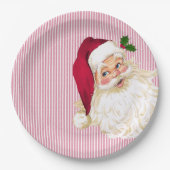 Alte Mode Santa Claus Cranberry Pappteller (Vorderseite)