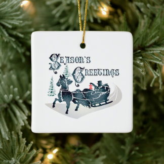 Alte Mode Sleigh Reiten Keramikornament