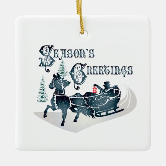 Alte Mode Sleigh Reiten Keramikornament (Vorderseite)