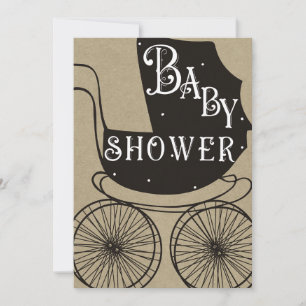 Alte Mode Vintage Kinderwagen Baby Shower  Einladung