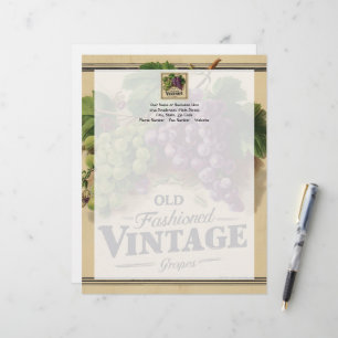 Alte Mode Vintage Trauben, Lila und schwarzer Wein Briefbogen