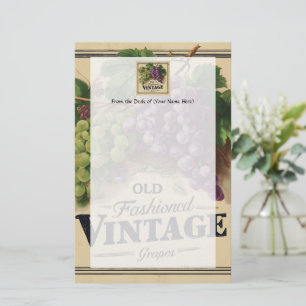 Alte Mode Vintage Trauben, Lila und schwarzer Wein Briefpapier