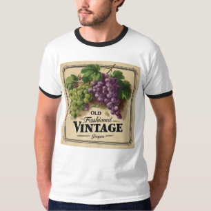 Alte Mode Vintage Trauben, Lila und schwarzer Wein T-Shirt