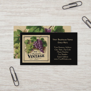 Alte Mode Vintage Trauben, Lila und schwarzer Wein Visitenkarte