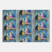 Alte Mode Weihnachten Postkarten Krippengel 3 Geschenkpapier Set (Vorderseite)