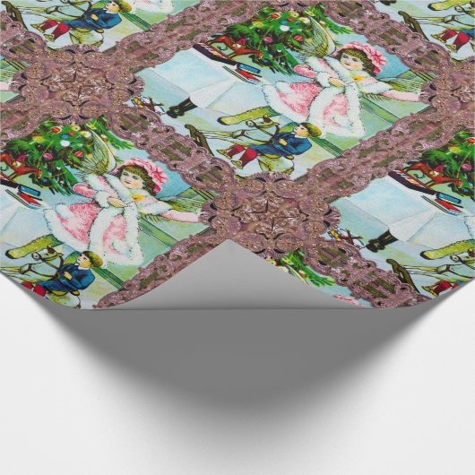 Alte Mode Weihnachten unter dem Baum Geschenkpapier (Ecke)