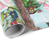 Alte Mode Weihnachten unter dem Baum Geschenkpapier (Rolleneckpunkt)