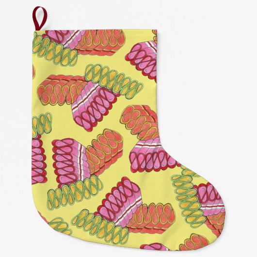 Alte Mode Weihnachts-Ribbon Süßigkeiten Urlaub Großer Weihnachtsstrumpf (Vorderseite)