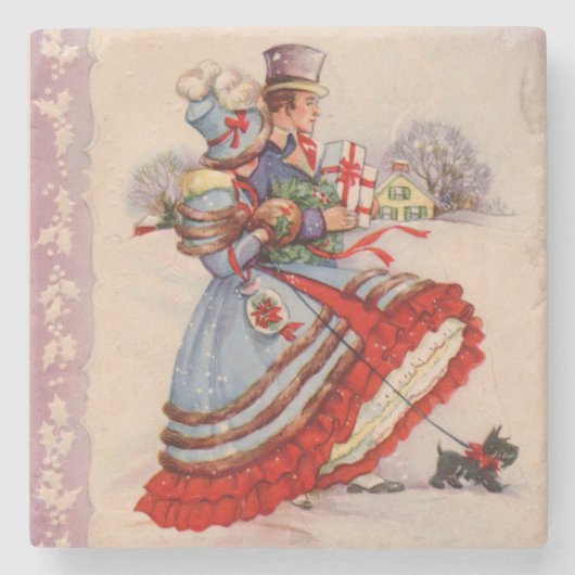 Alte Mode Weihnachts-Untersetzer Steinuntersetzer (Vorderseite)