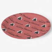 Alte Mode Weihnachtsbaumen Rot Pappteller (Schrägansicht)