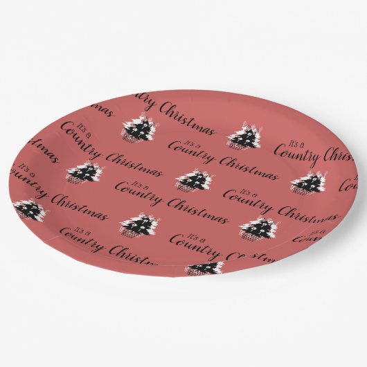 Alte Mode Weihnachtsbaumen Rot Pappteller (Schrägansicht)