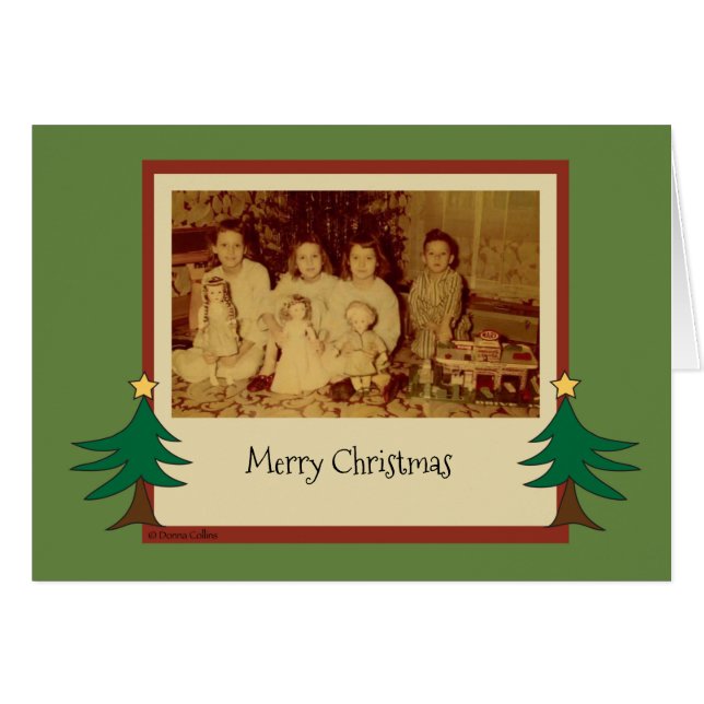 Alte Mode Weihnachtskarte mit Kindern (Vorderseite (Horizontal))