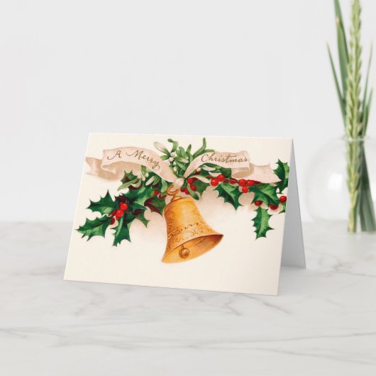 Alte Mode-Weihnachtskarte - Stechpalme Feiertagskarte (Vorderseite)