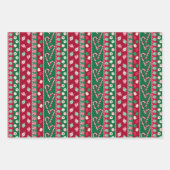 Alte Mode Weihnachtsklänge Streifen Muster Geschenkpapier Set (Vorderseite 3)