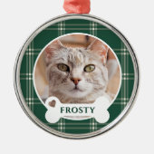 Alte modische Forest Green Weihnachten Karierte Ka Ornament Aus Metall (Vorne)