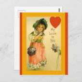 Alte modische Girl Valentine Hübsche Vintage Kopie Postkarte (Vorne/Hinten)