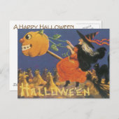 Alte modische Halloween-Hexe Postkarte (Vorne/Hinten)