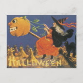Alte modische Halloween-Hexe Postkarte (Vorderseite)