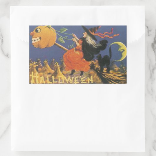 Alte modische Halloween-Hexe Rechteckiger Aufkleber (Tasche)