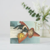 Alte modische Halloween Jolly Little Hexe Postkarte (Stehend Vorderseite)