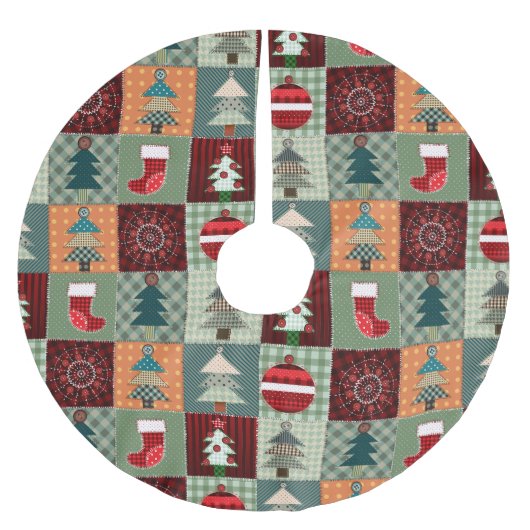 Alte, modische Landmuster Polyester Weihnachtsbaumdecke (Vorderseite)