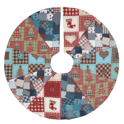 Alte, modische Landmuster Polyester Weihnachtsbaumdecke (Vorderseite)