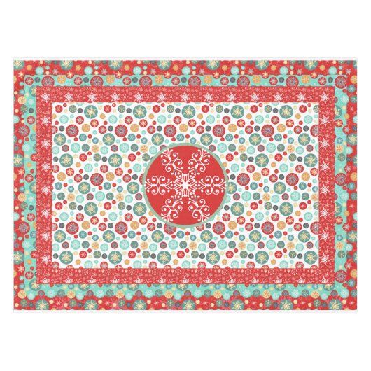 Alte modische skandinavische Retro-Schneeflocke Tischdecke (Vorderseite (Horizontal))