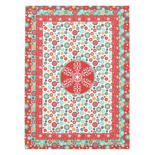 Alte modische skandinavische Retro-Schneeflocke Tischdecke (Vorderseite)