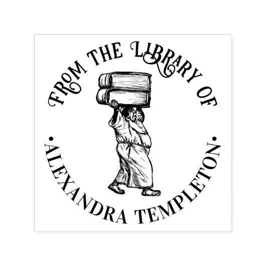 Alte Mönche tragen große Bücherbibliothek Name Permastempel (Design)