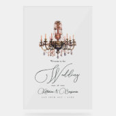 Alte Money Ästhetik Kronleuchter Hochzeit Willkomm Acrylschild (Vorderseite)