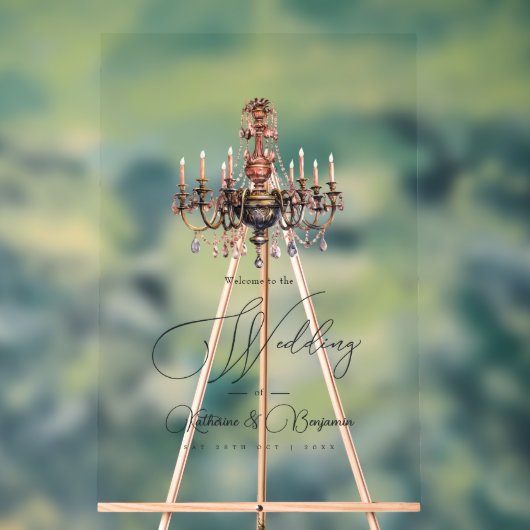 Alte Money Ästhetik Kronleuchter Hochzeit Willkomm Acrylschild (Neutral)