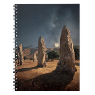 Alte Monolithen Moonlit Starry Field Notebook Notizblock