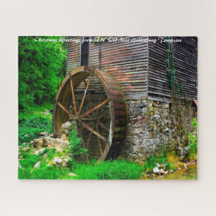 Alte Mühle Gatlinburg Tennessee. Weihnachtsgruß Puzzle