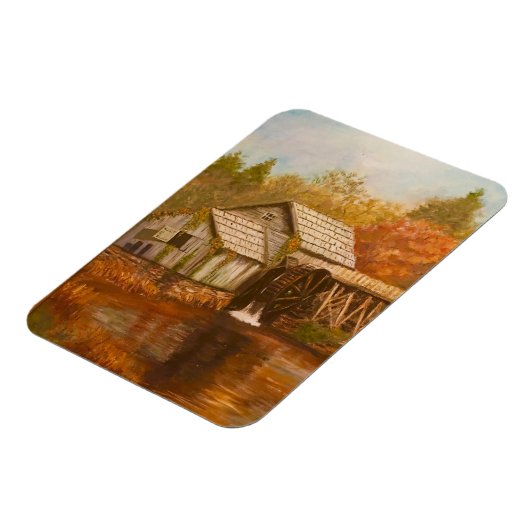 Alte Mühle im Herbst Magnet (Linke Seite)