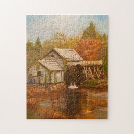 Alte Mühle im Herbst Puzzle (Vertikal)