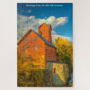Alte Mühle in Vermont .Weihnachtsgrüße Puzzle